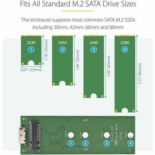 StarTech.com Box esterno SATA M.2 NGFF - USB 3.1 (10Gbps) con cavo USB-C SM21BMU31C3-2
