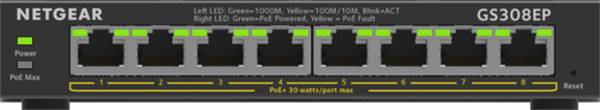 s Switch (GS308EP) Gestito L2/L3 Gigabit Ethernet (10/100/1000) Supporto Power over Ethernet (PoE) Nero (GS308EP-100PES)