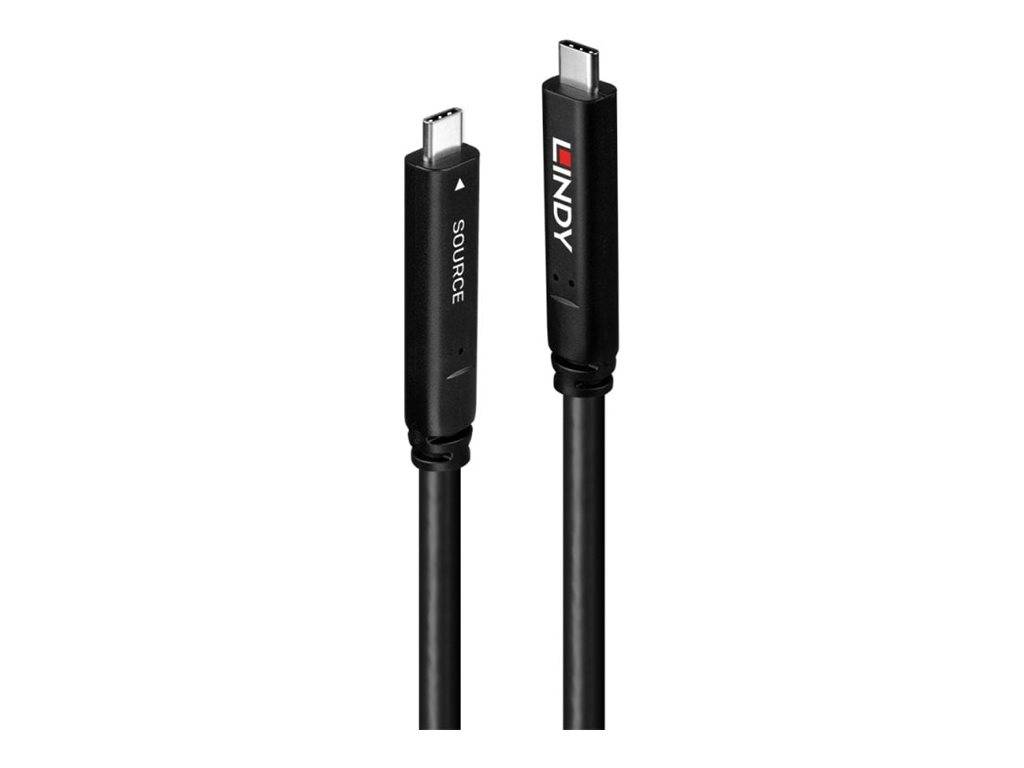 Lindy 43398 cavo USB USB 3.2 Gen 1 [3.1 Gen 1] 10 m USB C Nero (10m USB 3.2 Gen 2 & DP 1.4 - Type C Hybrid Cable)-0