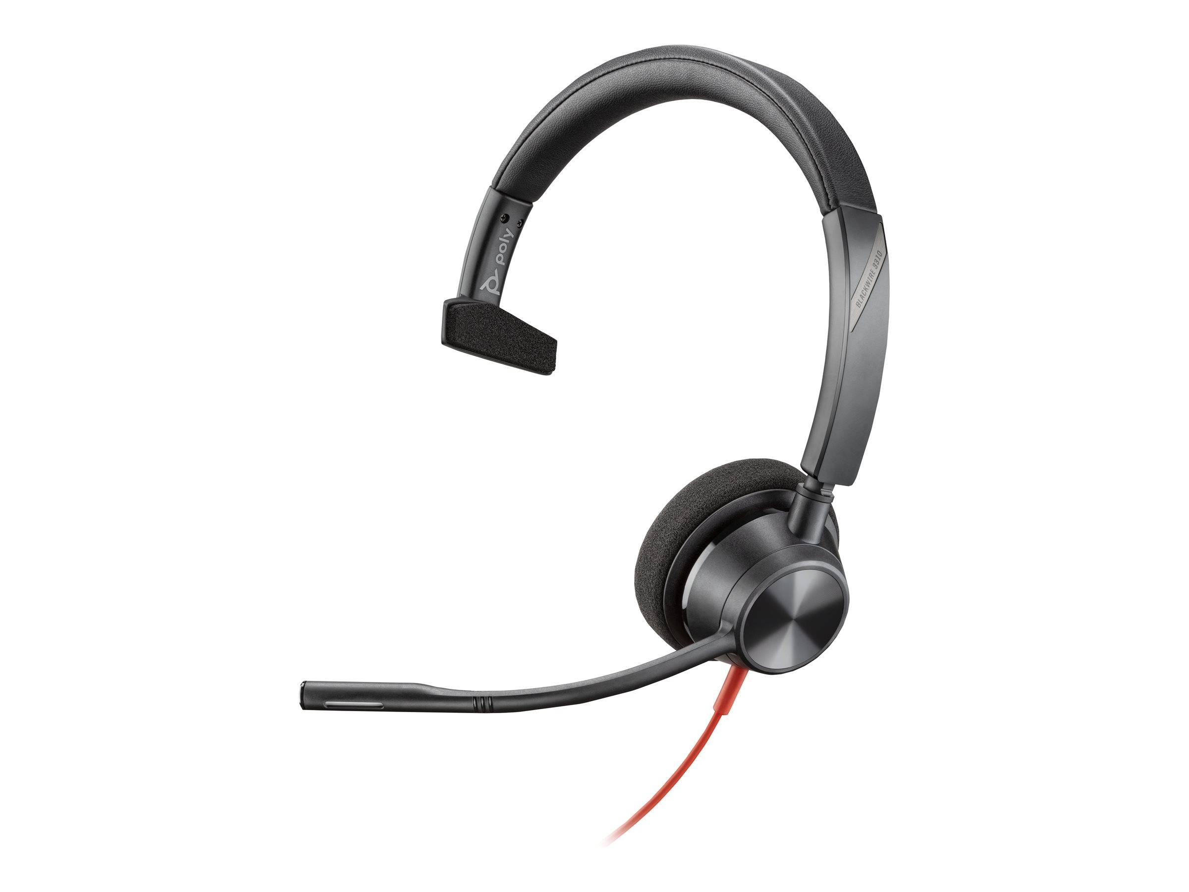HP Poly Blackwire C3310 Cuffie On Ear via cavo Mono Nero Riduzione del rumore del microfono, Eliminazione del rumore hea-1