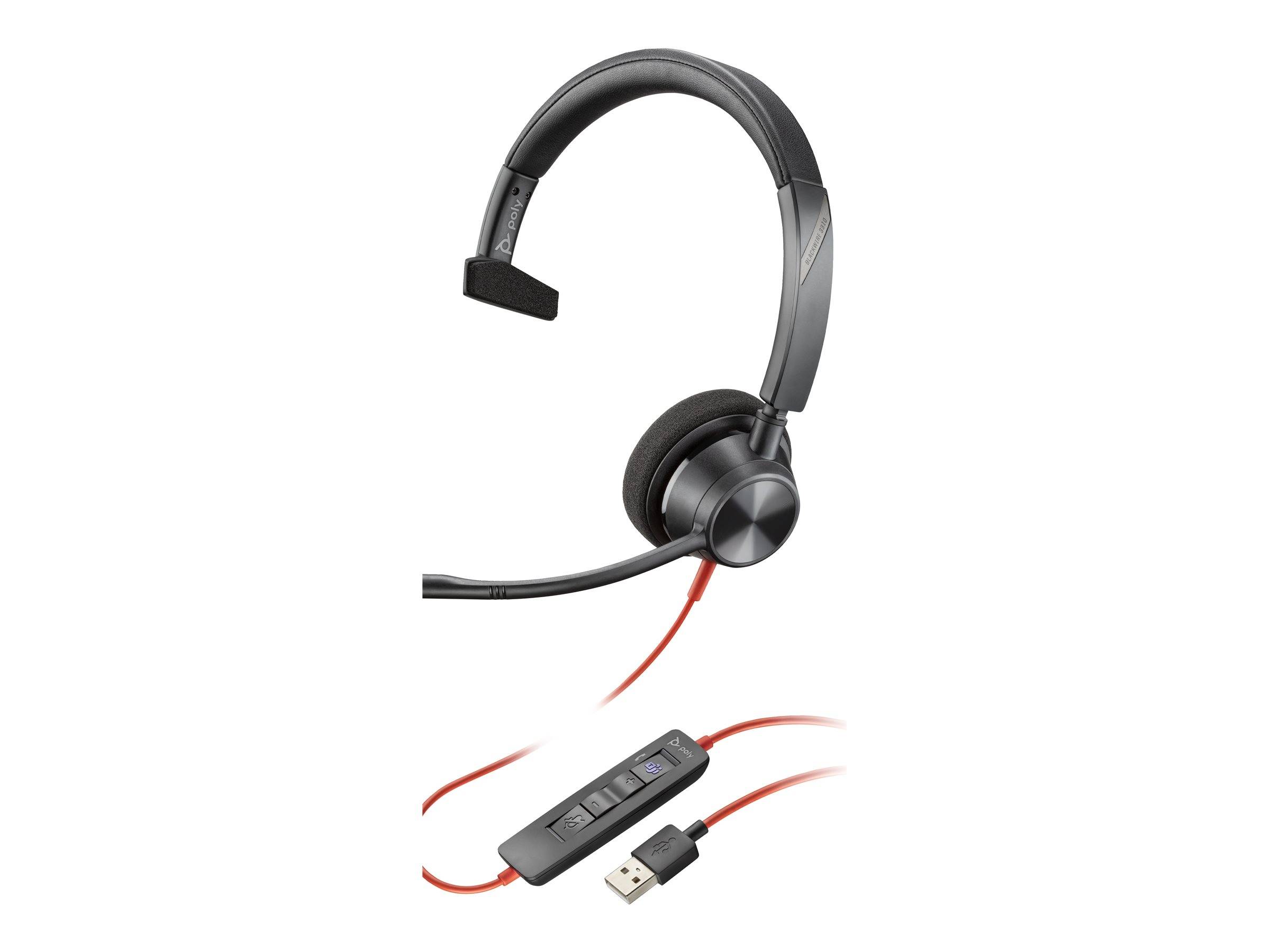 HP Poly Blackwire C3310 Cuffie On Ear via cavo Mono Nero Riduzione del rumore del microfono, Eliminazione del rumore hea-2