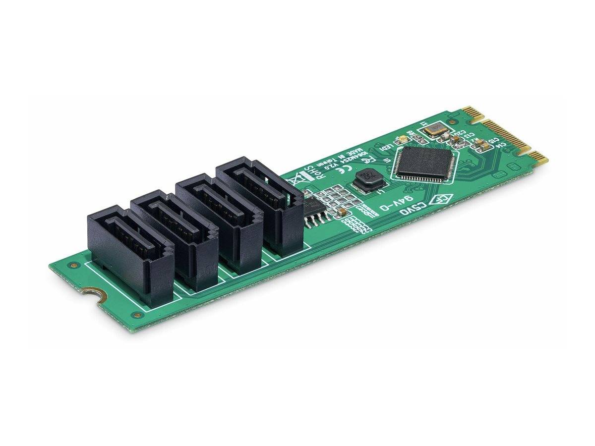 StarTech.com Scheda adattatore da M.2 a SATA a 4 porte scheda di espansione da M.2 PCIe 3.0 a SATA HDD/SSD chipset ASM10-3