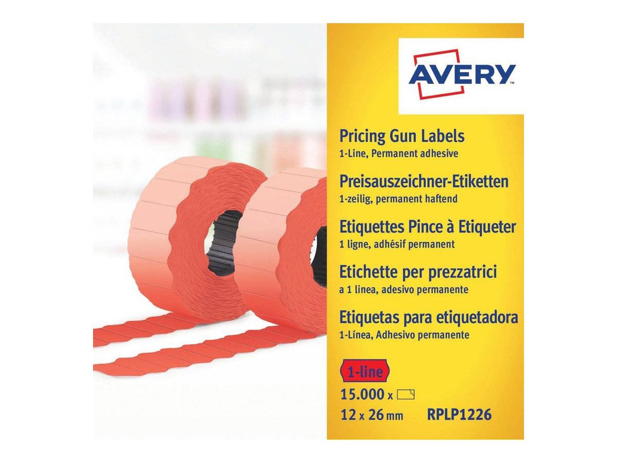 Avery Zweckform RPLP1226 - Papier - permanenter Klebstoff - perforiert - Rot - 26 x 12 mm 15000 Etikett(en) (10 Rolle(n)-0