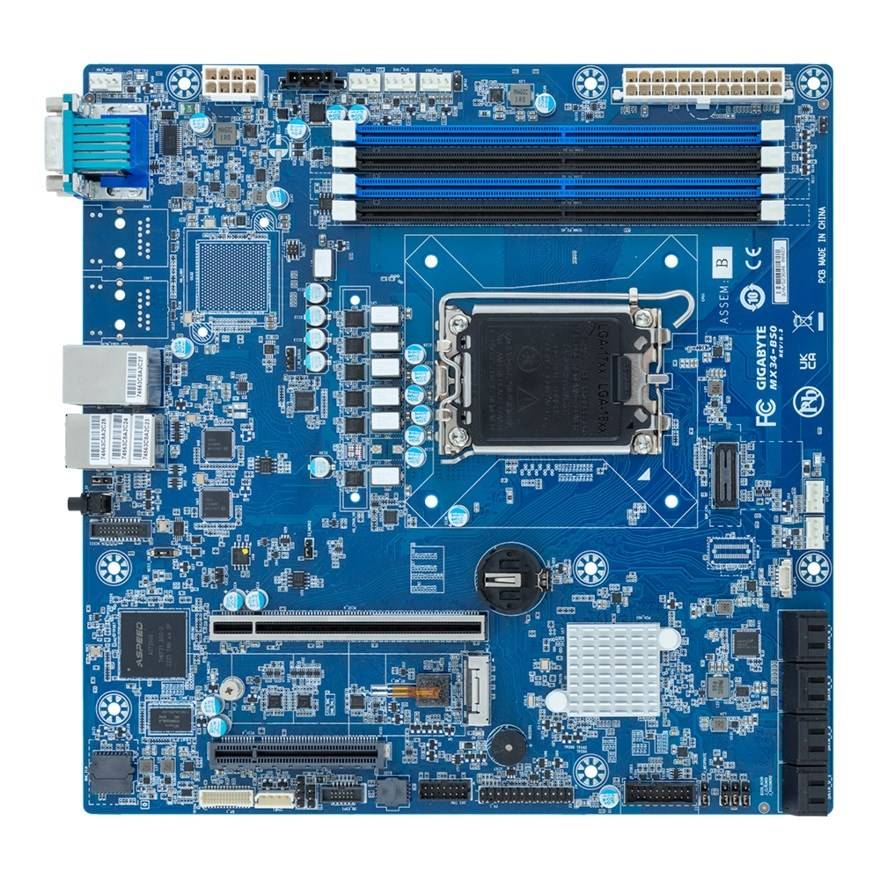 Gigabyte MX34-BS0(MR) 1x LGA1700 Intel Xeon E-24XX C262 (4x DIMM, 8x SATA, 1xM.2, 2x1Gbe, IPMI, mATX) (9MX34BS0MR-000)-0