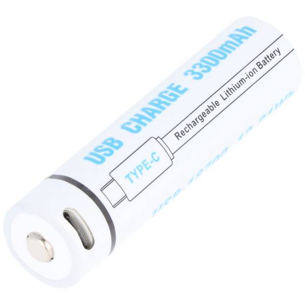 Cella rotonda 18650, Li-ion, 3,7 V, 3300 mAh, 12,2 Wh, con porta di ricarica USB-C