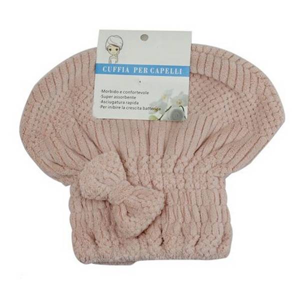 Cuffia Asciuga Capelli Asciugamano Doccia Morbido Assorbente Fiocco Rosa 79625 -