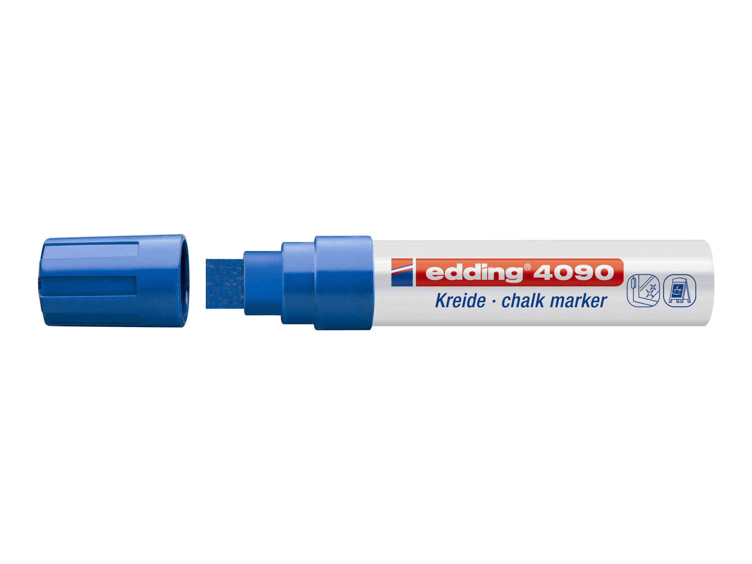 edding 4090 - Kreide-Marker - bunt - Keilspitze 4-15 mm breit - 4er Set - Kreidestift (feucht abwischbar) für Tafel, Fen-1