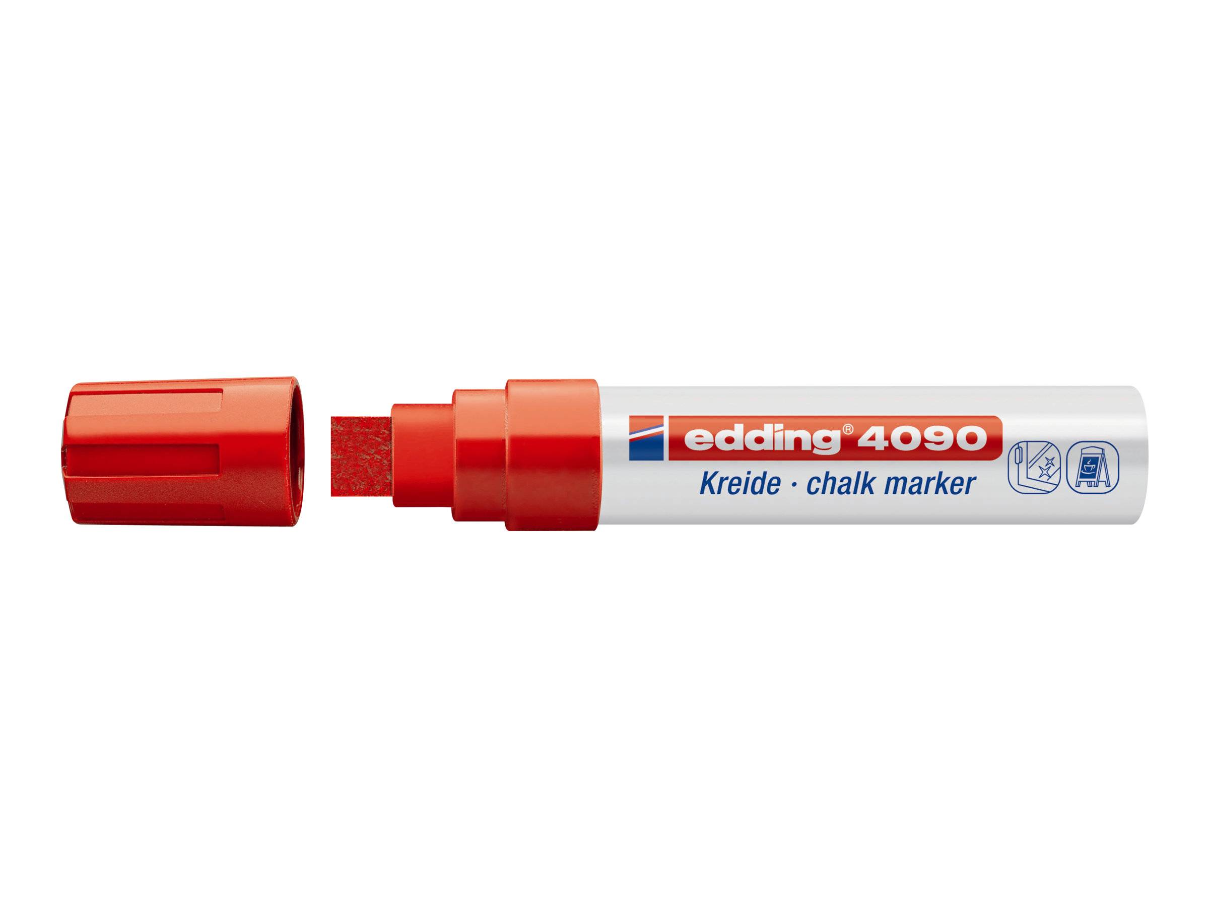 edding 4090 - Kreide-Marker - bunt - Keilspitze 4-15 mm breit - 4er Set - Kreidestift (feucht abwischbar) für Tafel, Fen-2