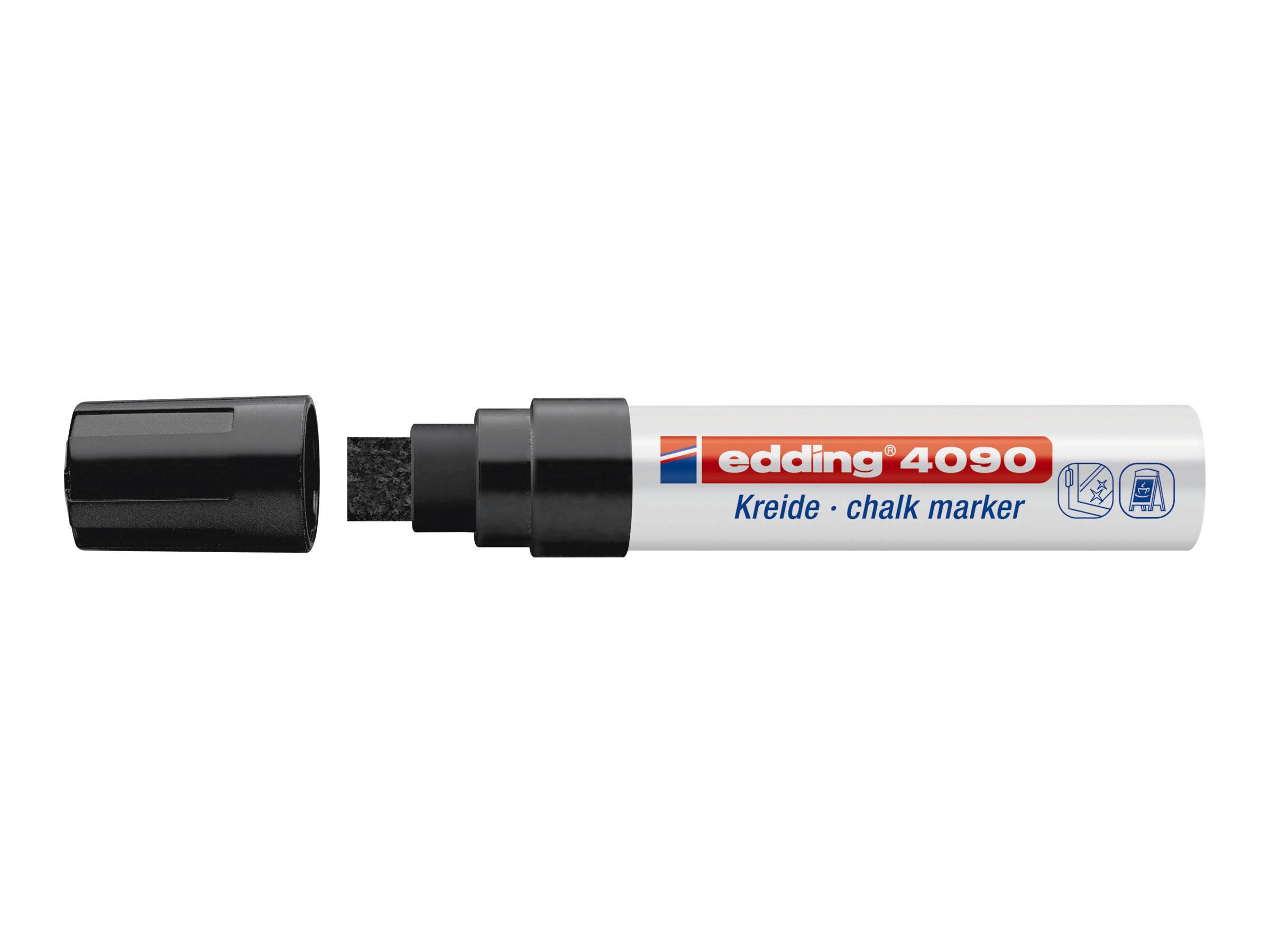 edding 4090 - Kreide-Marker - bunt - Keilspitze 4-15 mm breit - 4er Set - Kreidestift (feucht abwischbar) für Tafel, Fen-3