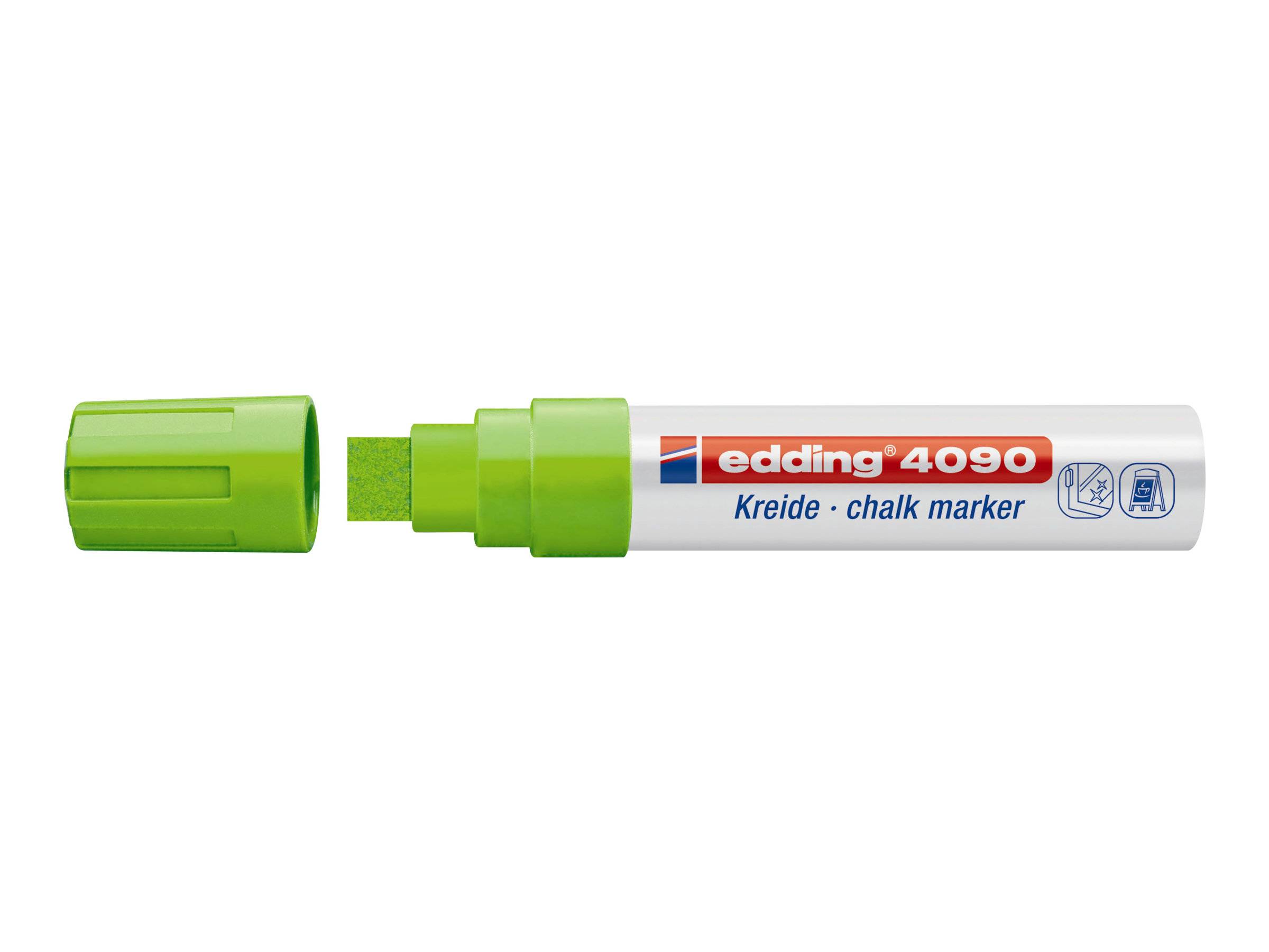 edding 4090 - Kreide-Marker - bunt - Keilspitze 4-15 mm breit - 4er Set - Kreidestift (feucht abwischbar) für Tafel, Fen-4