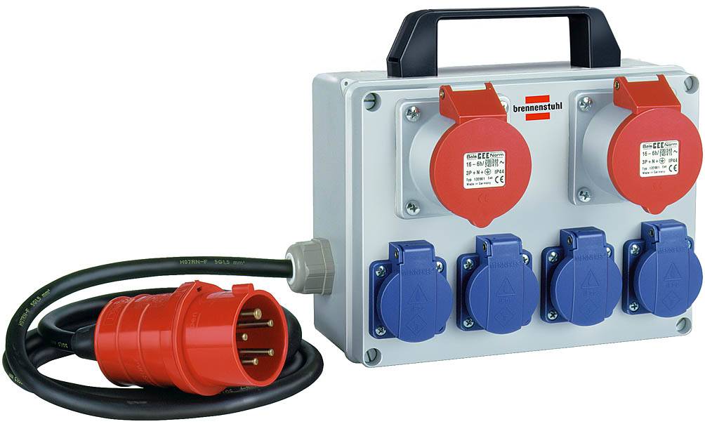 Brennenstuhl BKV 2/4 T IP44 - Stromverteilungseinheit - output connectors: 6 - 2,0m - Deutschland (1153650)-1