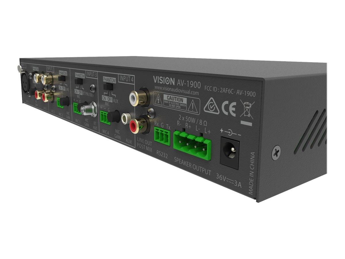 Vision AV-1900 amplificatore audio Casa Nero (VISION Professional Digital Audio Mixer Amplifier - LIFETIME WARRANTY)-4