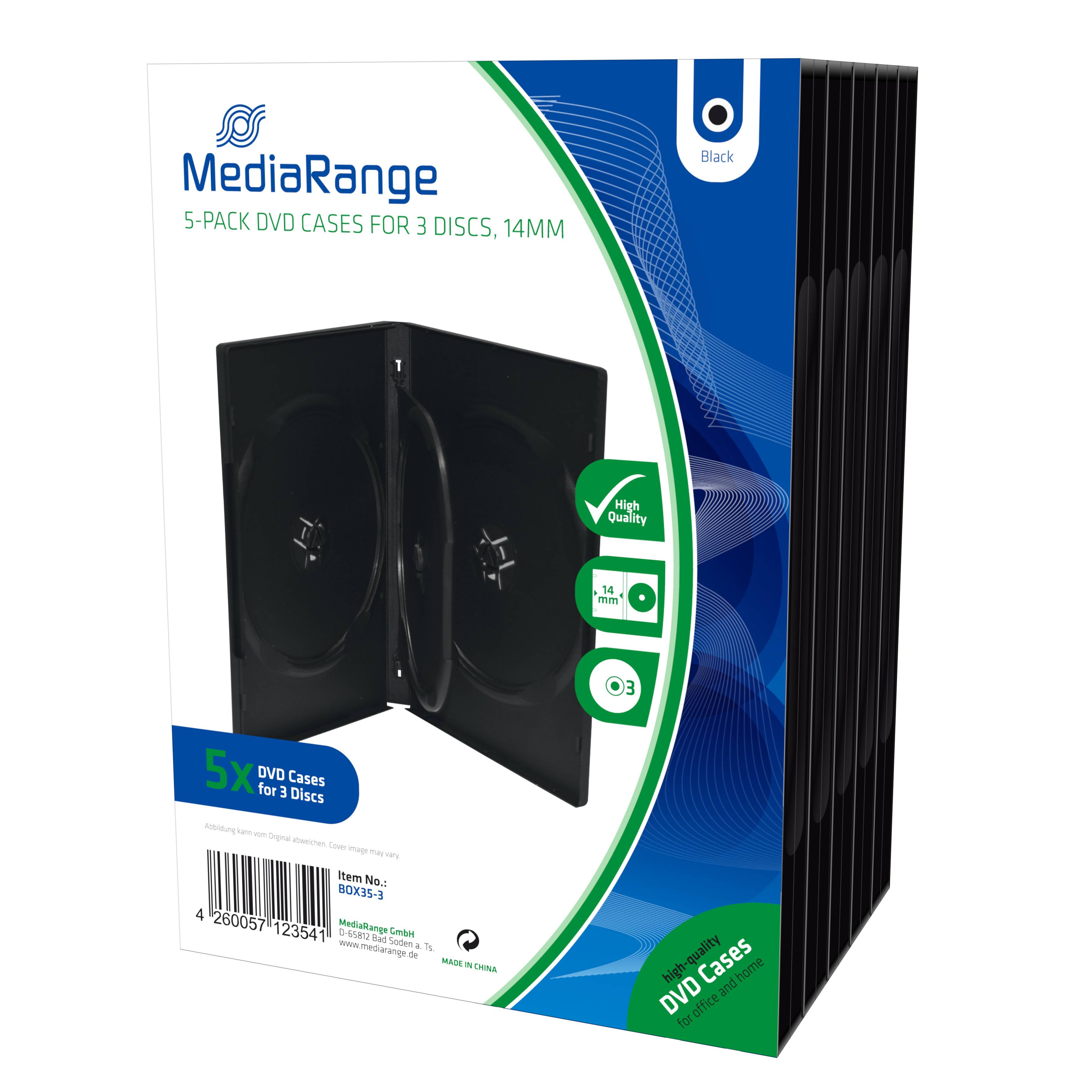 MediaRange BOX35-3 custodia CD/DVD Scatola con DVD 3 dischi Nero (DVD Leerbox MediaRange 3er DVD Box 5)-1