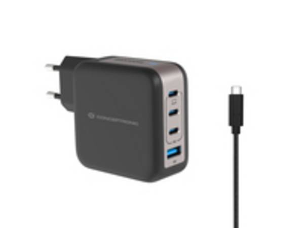 Conceptronic Ladegerät 4Port 100W 3xUSB-C 1xUSB-A+3-in-1 sw (ALTHEA18B)