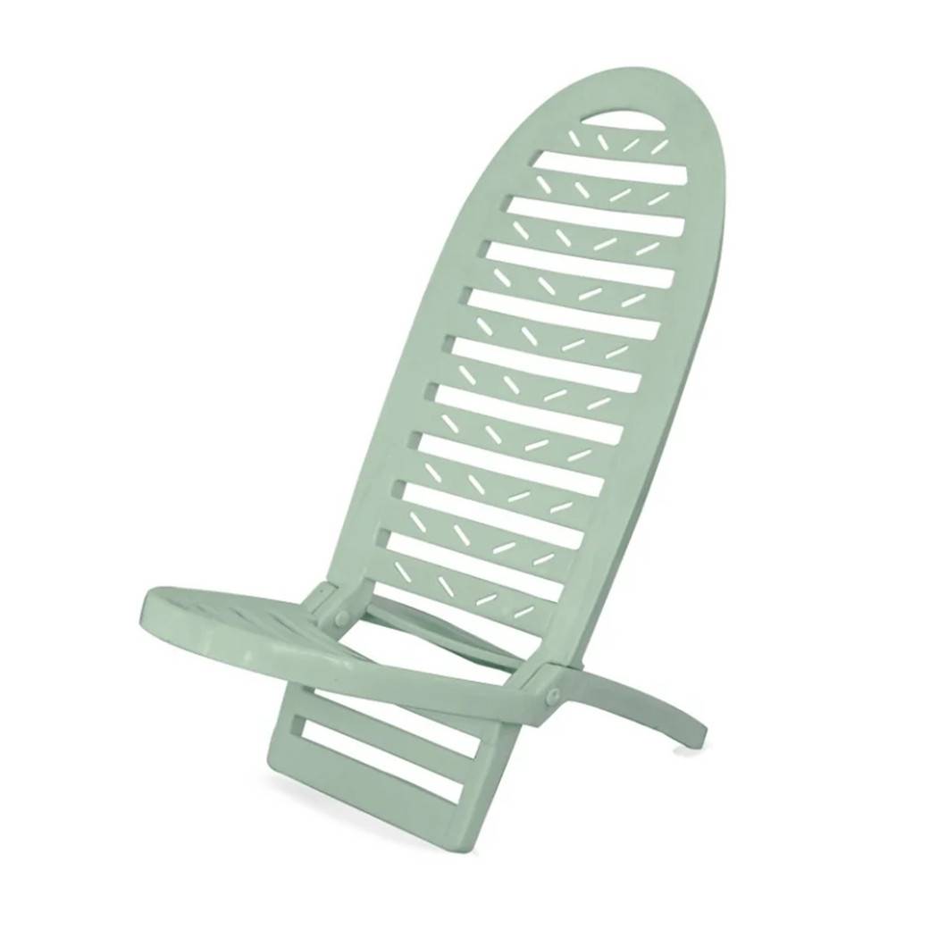 Set 2pz Spiaggina Pieghevole Verde Acquamarina In Plastica 40x40x86cm Mare Piscina 023510 --0