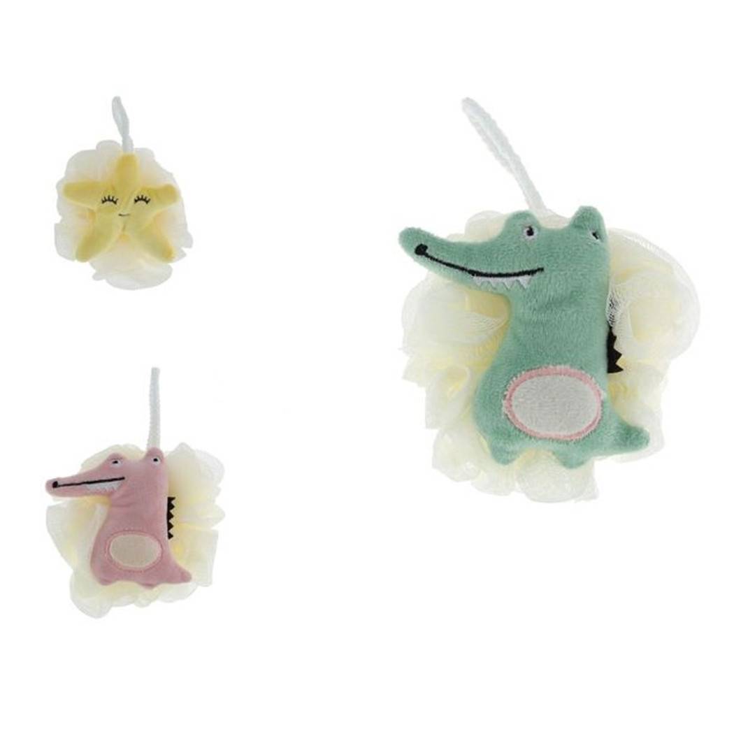 Spugna Retina Per Doccia Bagno Spugnetta Esfoliante Pelle Corpo Con Animale Peluche 87248 --0