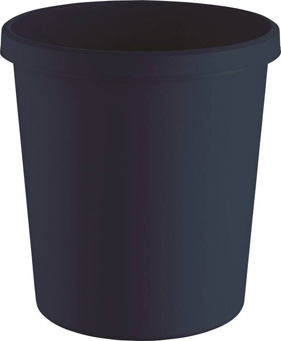 helit Papierkorb "the green german", 18 Liter, schwarz rund, umlaufender Griffrand, aus recyceltem Kunststoff - 1 Stück