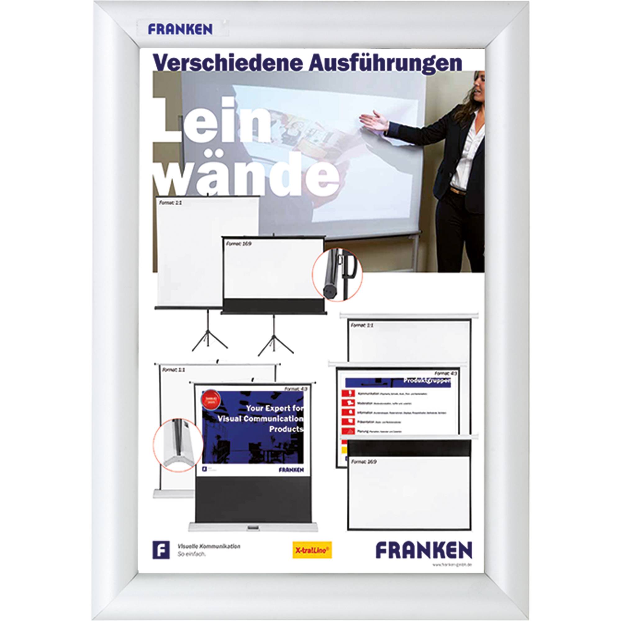 FRANKEN Plakatrahmen Security, feuerfest, DIN A4 silbereloxierter Aluminium-Klapprahmen, inkl. Antireflex - 1 Stück (BS1-0