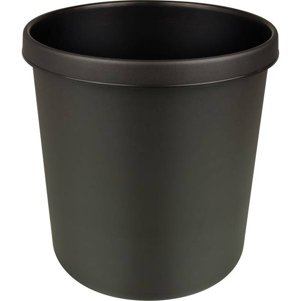 helit Papierkorb, schwer entflammbar, 12 Liter, PP, schwarz rund, mit umlaufendem Griffrand, oberer Durchmesser: 260 mm