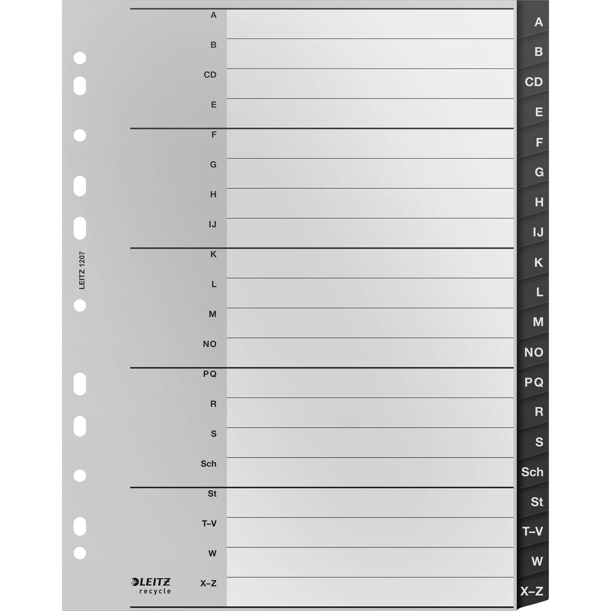 Leitz 12070000 intercalare Indice a linguetta vuota Polipropilene (PP) Nero, Bianco
