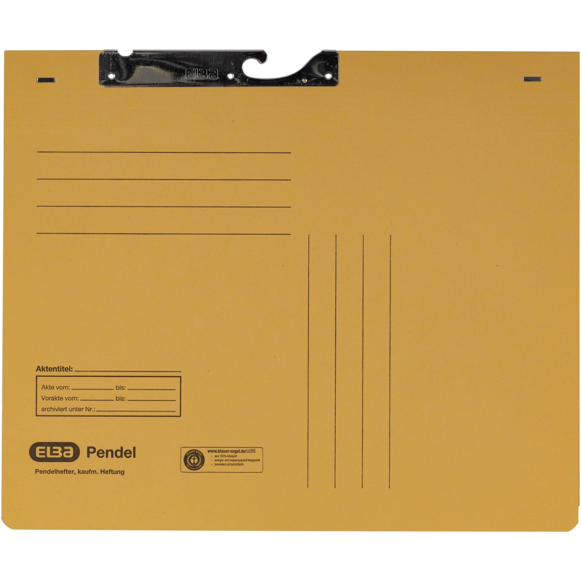 ELBA Pendelhefter, DIN A4, Manilakarton, 320 g-qm, gelb - für den Markt: D - L - A - CH - 50 Stück (90461 GB)-0