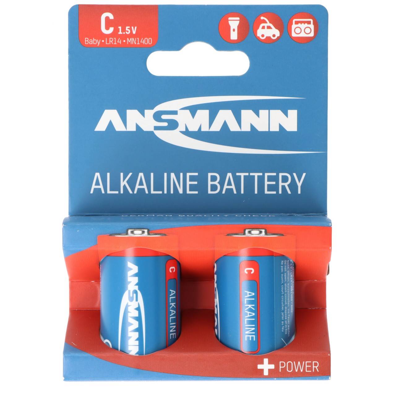 Batteria alcalina Ansmann Baby C, LR14, 1,5 V, blister di carta da 2 pezzi-0