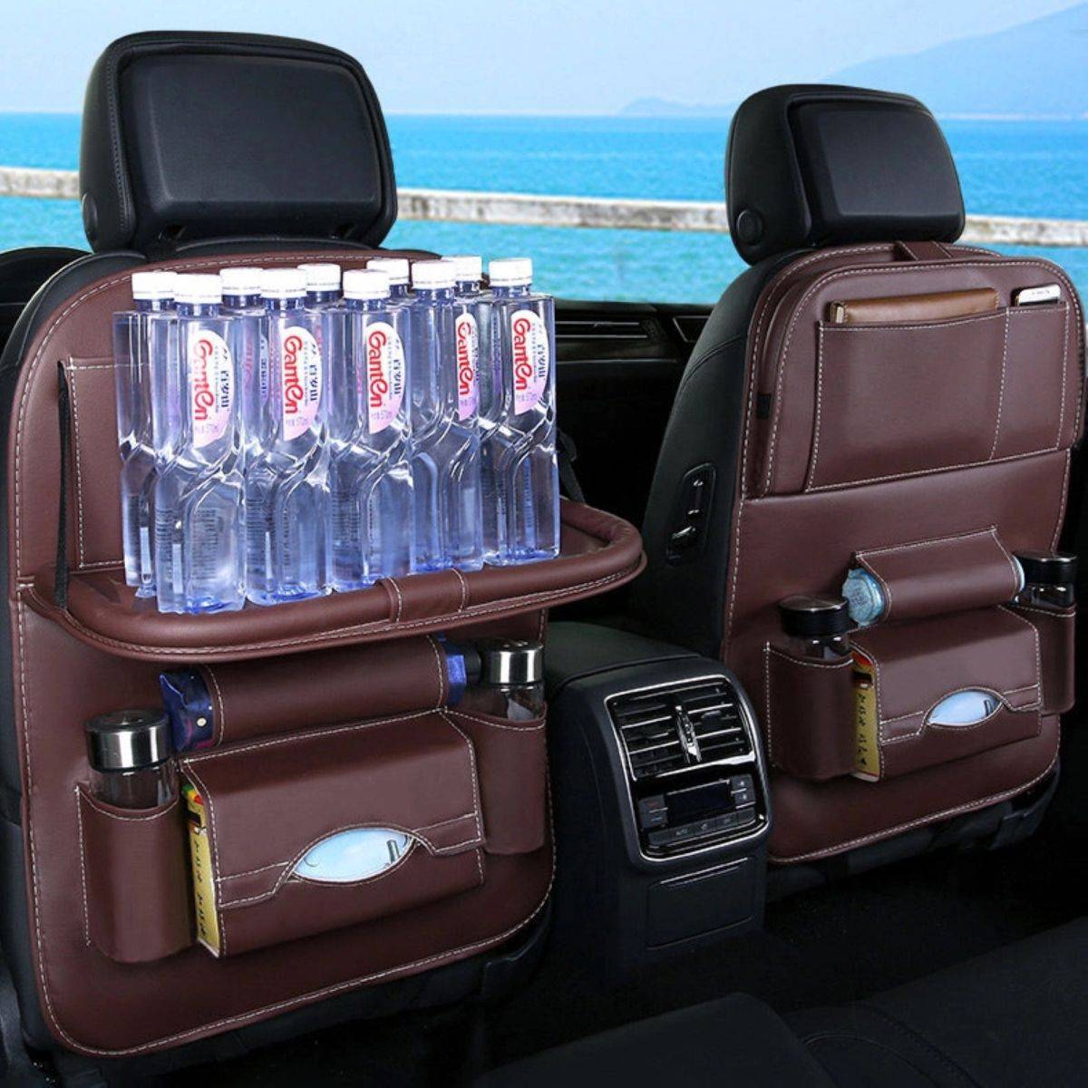 Organizzatore del seggiolino auto Protezione del sedile Coprisedile Mensola Mini tavolino da auto-2