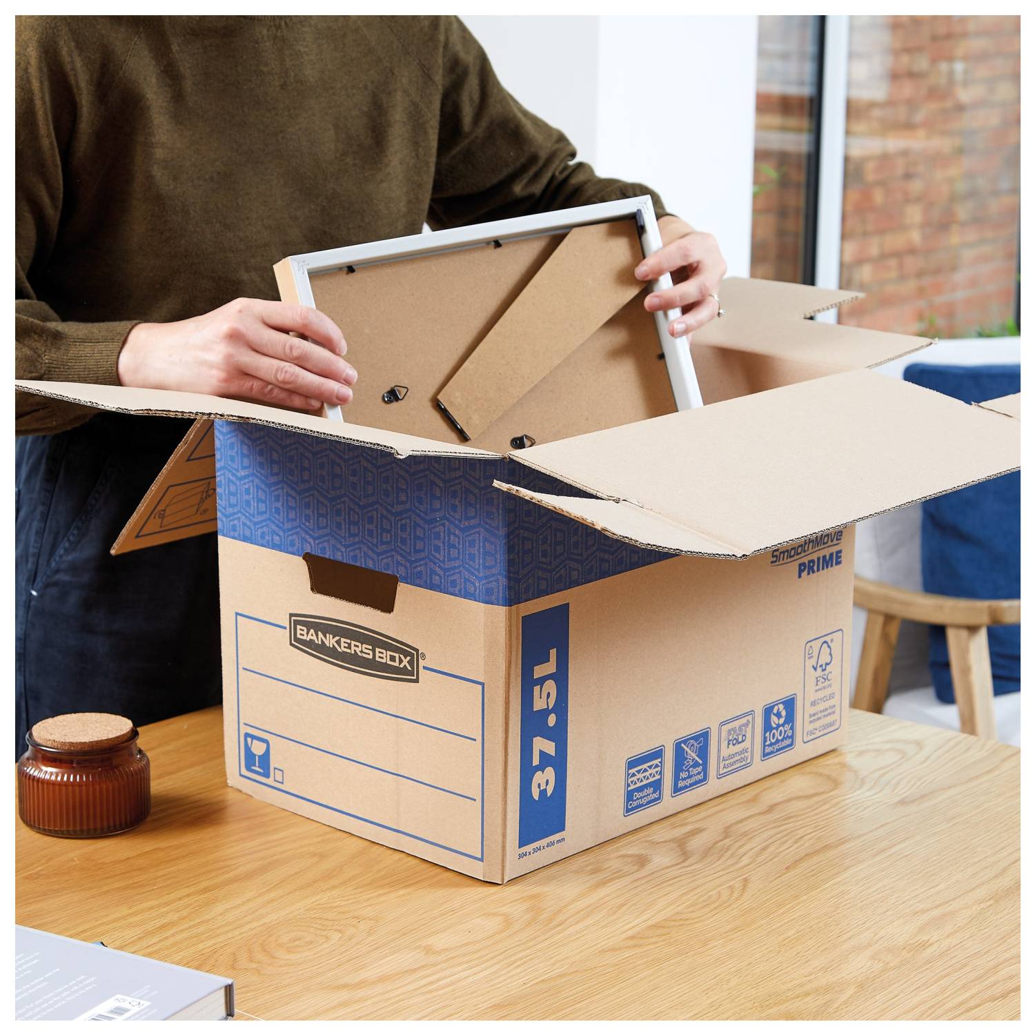 Fellowes Umzugskarton R-Kive Transit - klein, braun aus doppelt verstärkter Wellpappe, Fassungsvermögen: - 5 Stück (6205-1