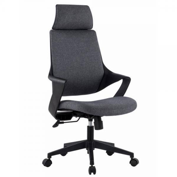Sedia per Ufficio con Schienale Alto Design Moderno Grigio-0