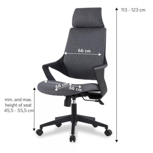 Sedia per Ufficio con Schienale Alto Design Moderno Grigio-2
