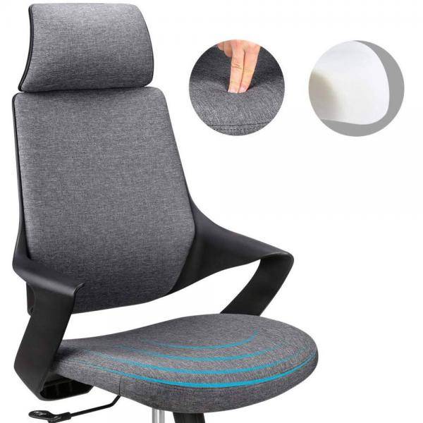 Sedia per Ufficio con Schienale Alto Design Moderno Grigio-3