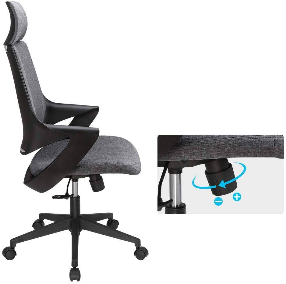 Sedia per Ufficio con Schienale Alto Design Moderno Grigio-4