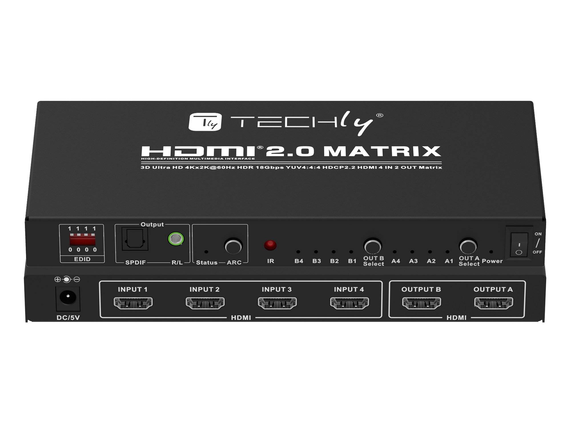TECHLY Switch Matrix HDMI 2.0 4x2 3D Ultra HD 4K HDCP HDR Nero-0