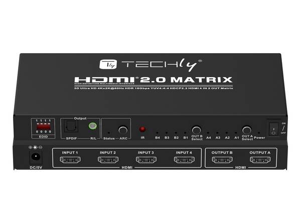 TECHLY Switch Matrix HDMI 2.0 4x2 3D Ultra HD 4K HDCP HDR Nero