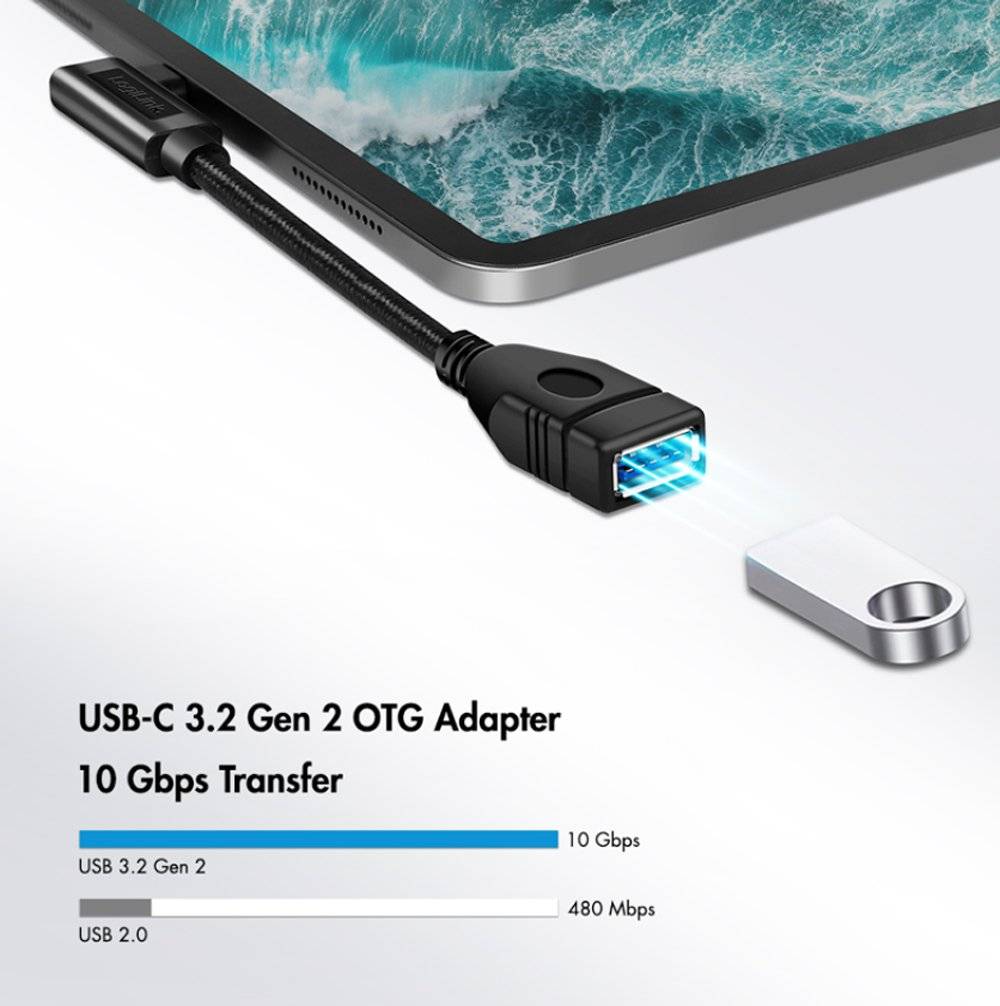 Cavo USB 3.2 Gen2 OTG USB-C™ Maschio Angolato a USB-A Femmina 0.2 m-3