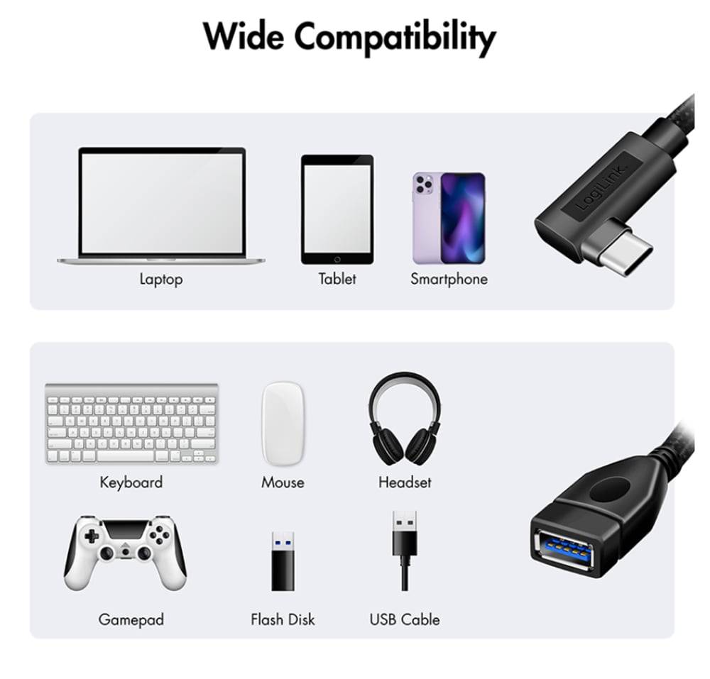 Cavo USB 3.2 Gen2 OTG USB-C™ Maschio Angolato a USB-A Femmina 0.2 m-4