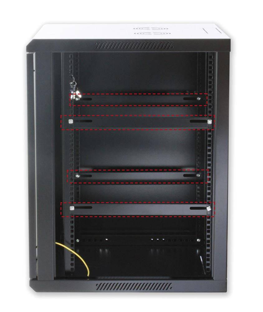 Coppia staffe a L Laterale per Rack 19'' a Muro Prof. 600mm Nero-3