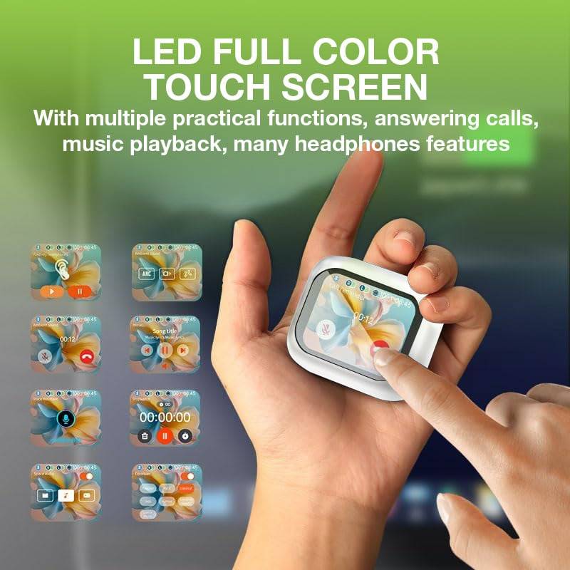 Cuffie Auricolari BT con Custodia Smart Touch Screen LCD Cancellazione Attiva del Rumore ANC-2
