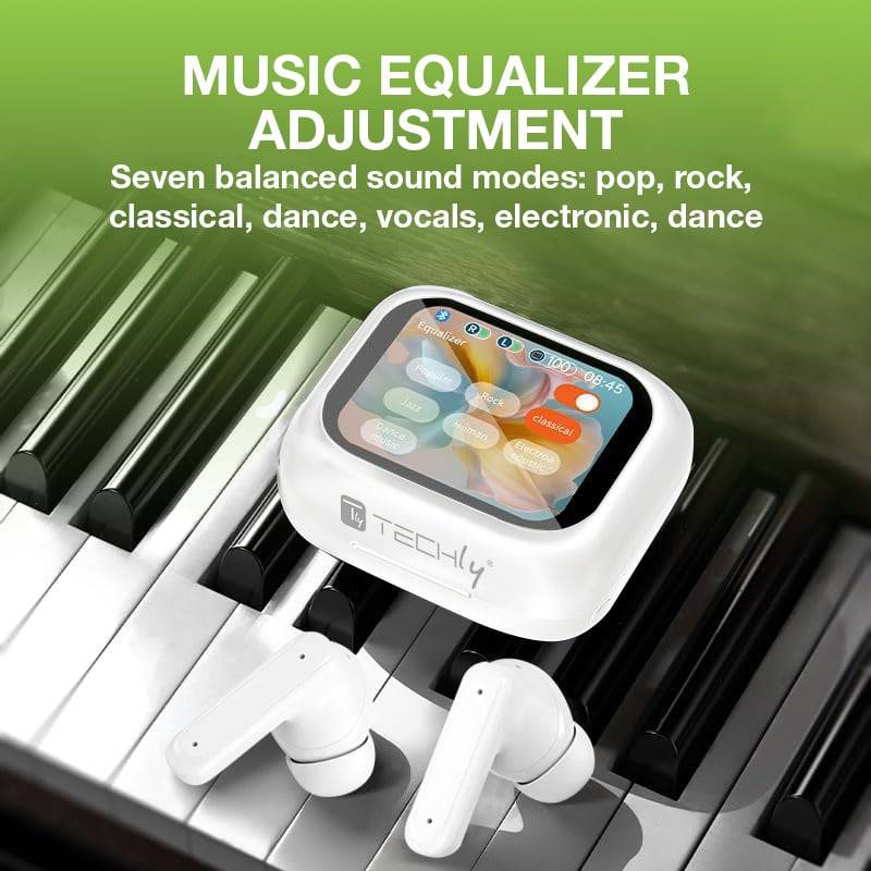 Cuffie Auricolari BT con Custodia Smart Touch Screen LCD Cancellazione Attiva del Rumore ANC-4