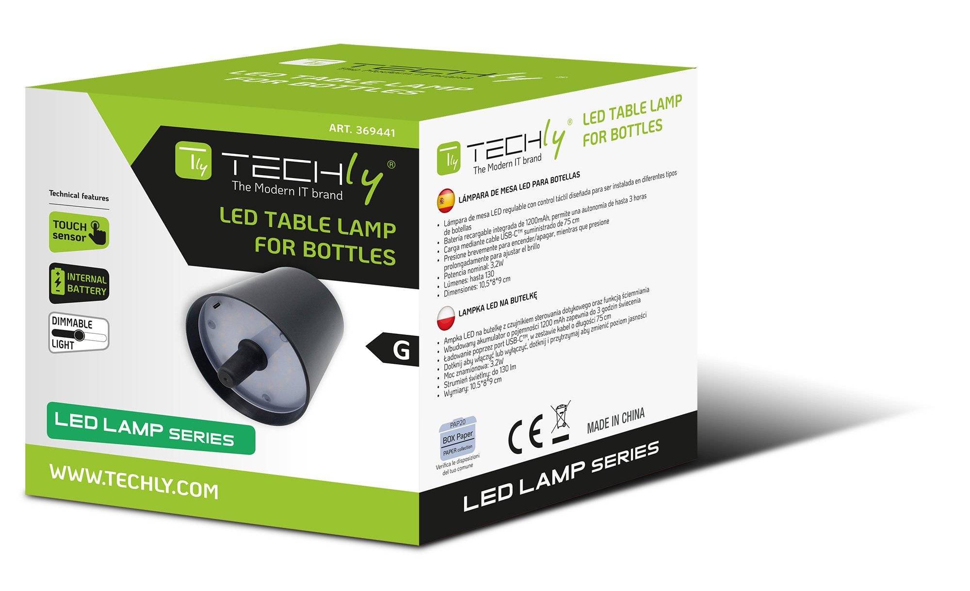 Lampada LED Paralume per Bottiglie Dimmerabile Batteria Ricaricabile Alimentazione USB-C™-1
