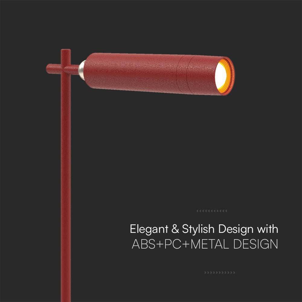 V-TAC Lampada LED da Tavolo Magnetica 3W Rosso Ricaricabile, Dimmerabile 4000K-4