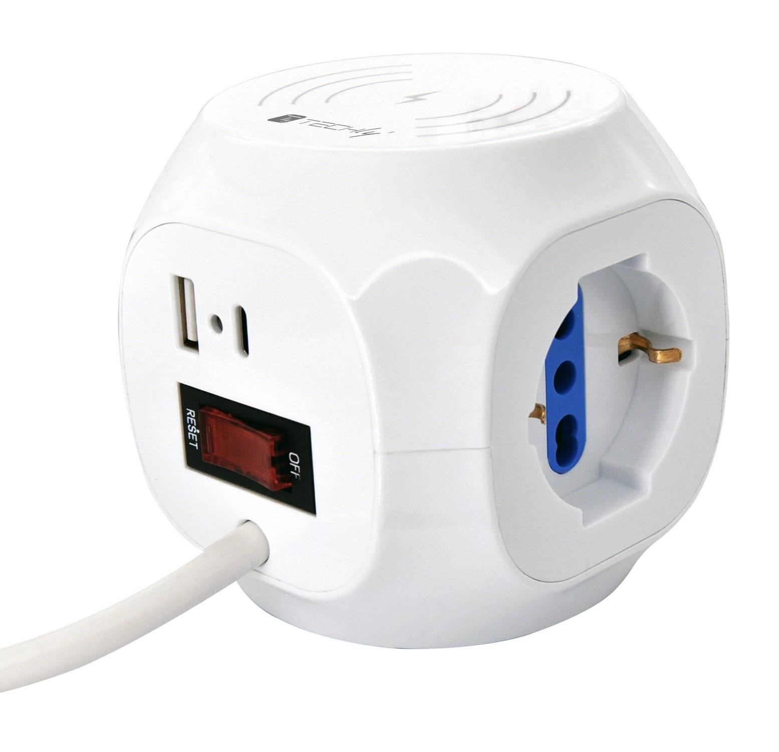 Multipresa a Cubo 4 Posti con USB-A e USB-C™ QC3.0 e Ricarica Wireless-0