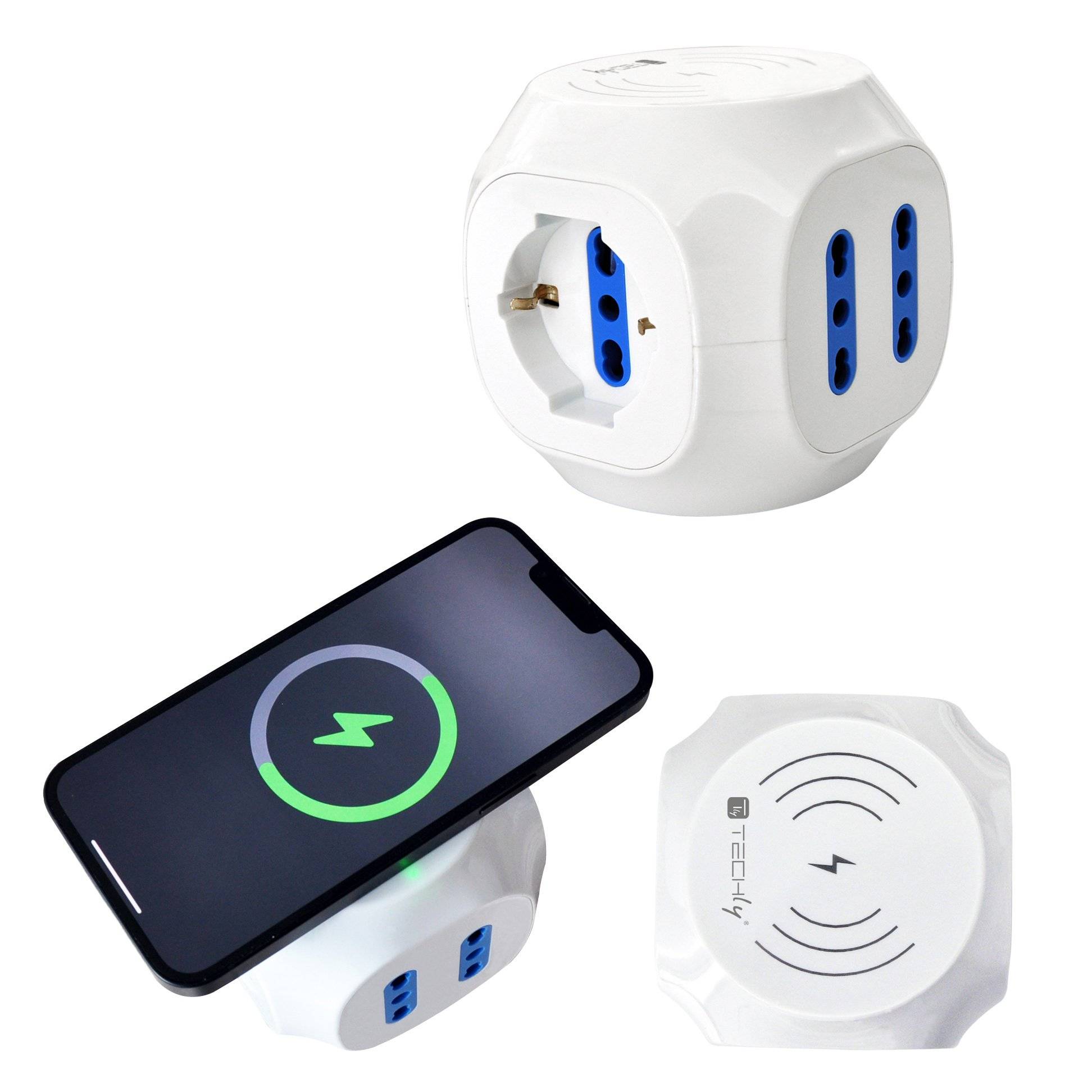 Multipresa a Cubo 4 Posti con USB-A e USB-C™ QC3.0 e Ricarica Wireless-1