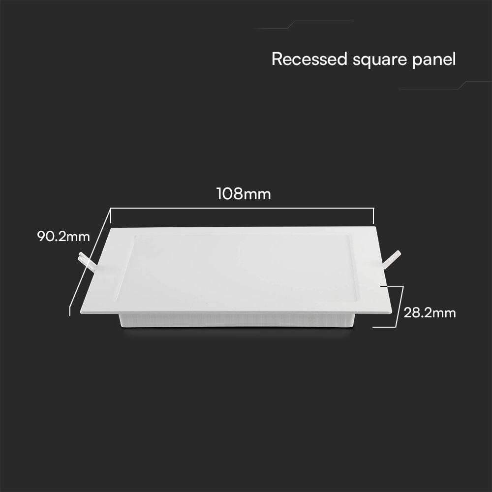 V-TAC Mini Pannello LED Chip Samsung 3W Quadrato Incasso (Foro 75-80mm) 6500K-3
