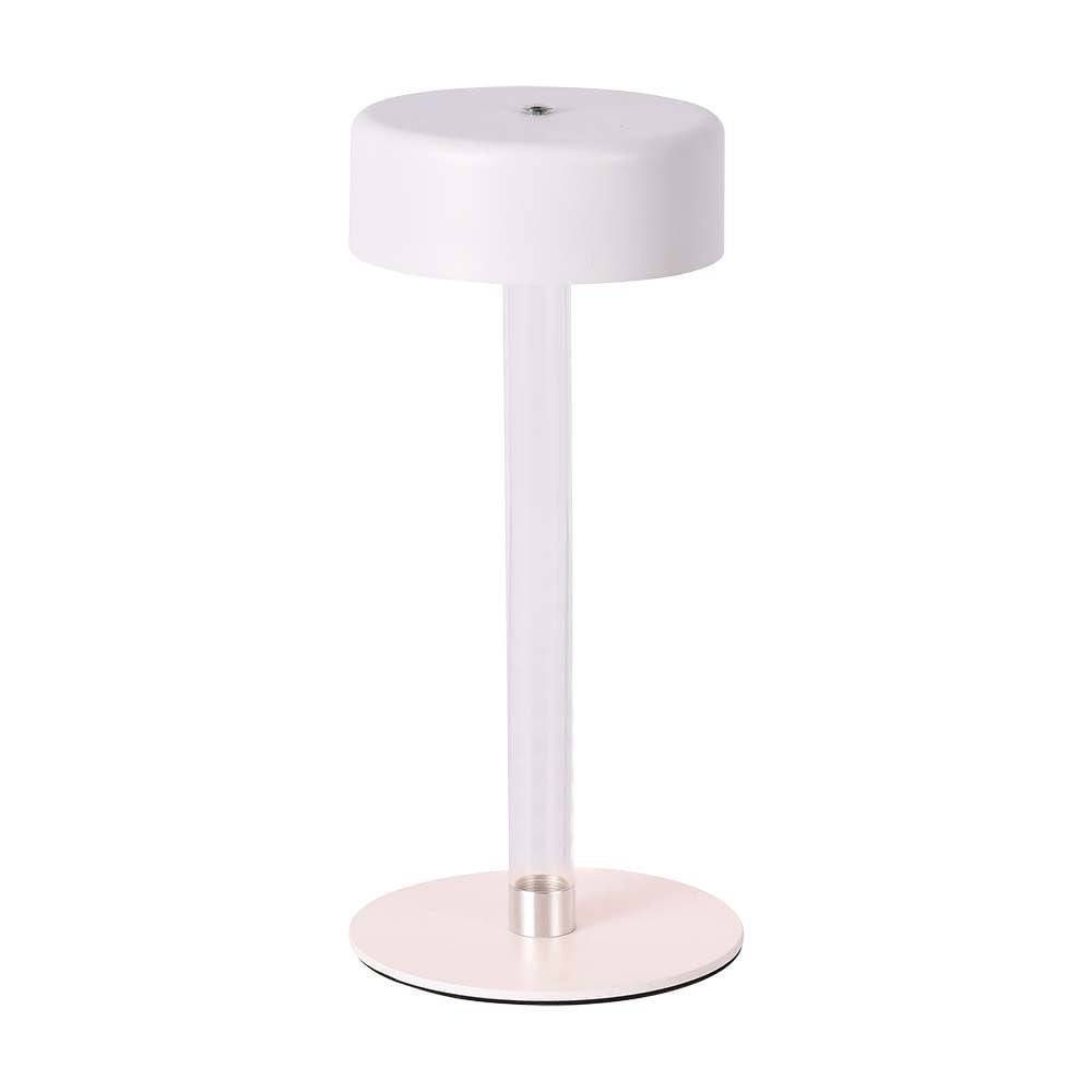 V-TAC Lampada LED da Tavolo 3W Bianco Trasparente Ricaricabile, Touch Dimmerabile 3in1-0