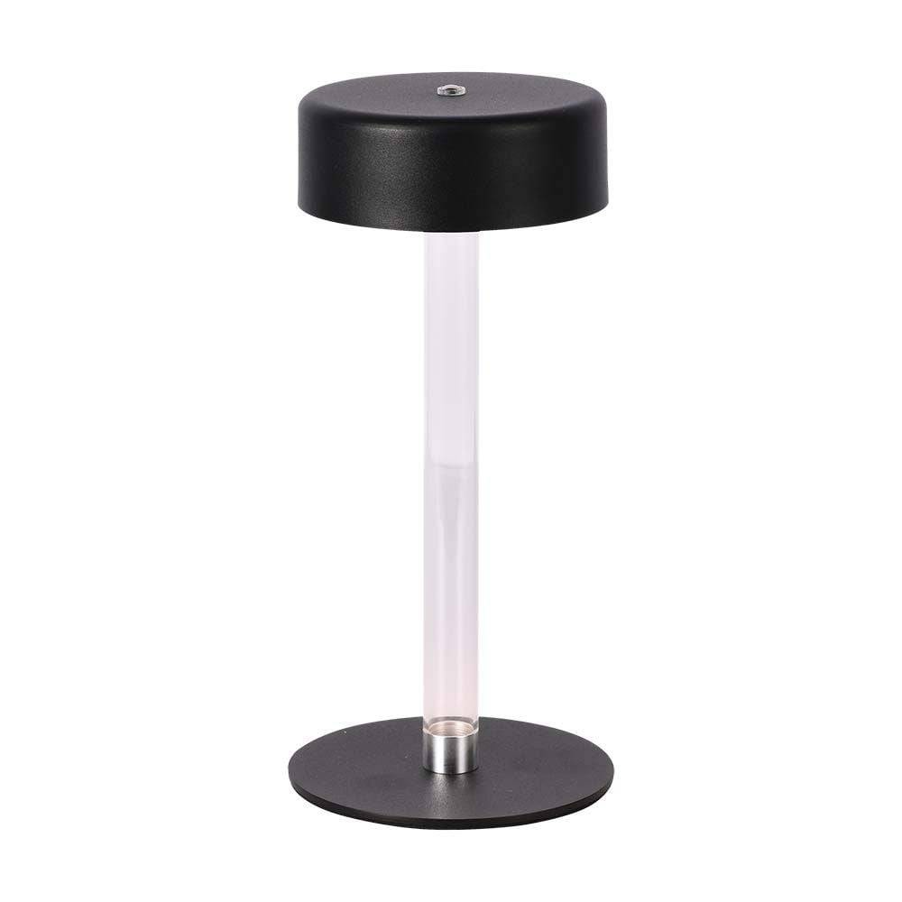 V-TAC Lampada LED da Tavolo 3W Nero Trasparente Ricaricabile, Touch Dimmerabile 3in1-0