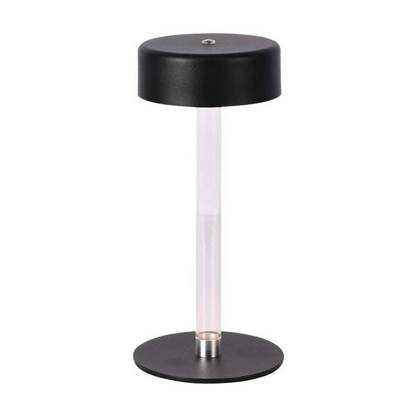 V-TAC Lampada LED da Tavolo 3W Nero Trasparente Ricaricabile, Touch Dimmerabile 3in1