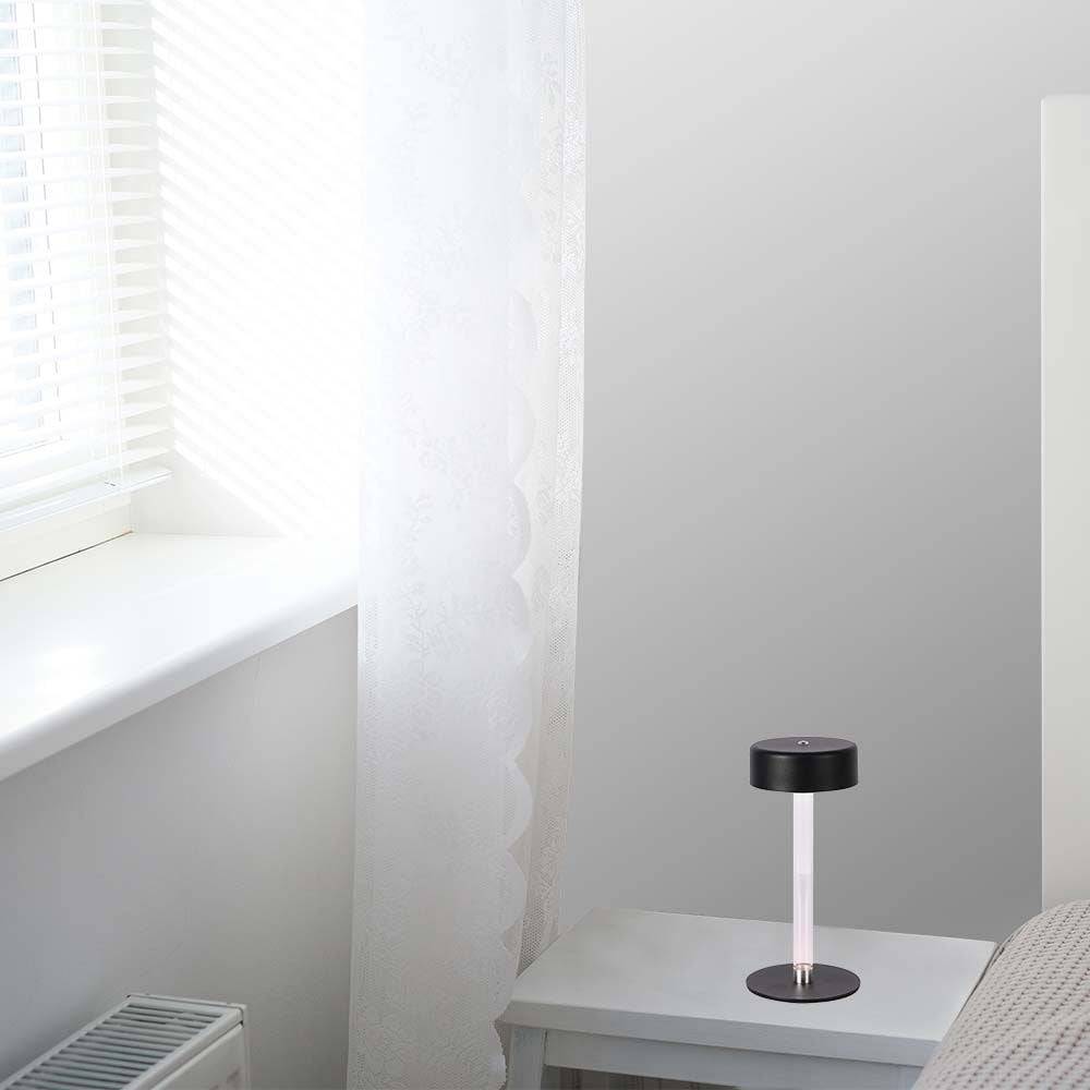 V-TAC Lampada LED da Tavolo 3W Nero Trasparente Ricaricabile, Touch Dimmerabile 3in1-2