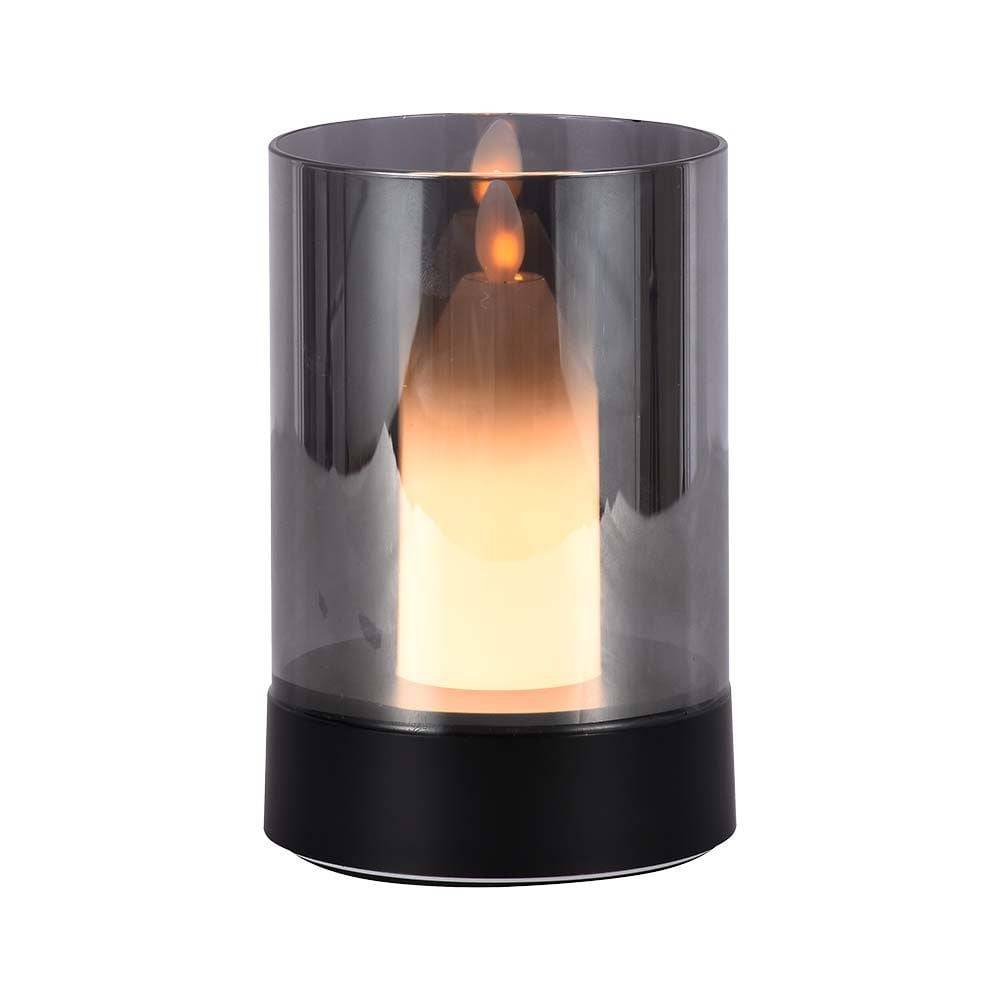 V-TAC Lampada da Tavolo LED 2W dal Design a Candela, Ricaricabile, Vetro Fumé 3000K-0
