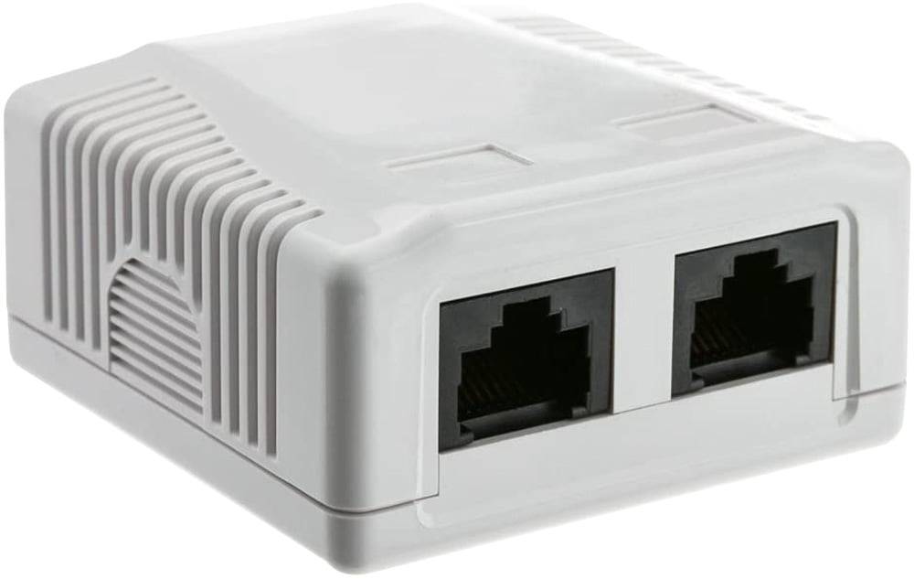 Presa a Muro con 2 Frutti RJ45 Cat.6 UTP Beige-1